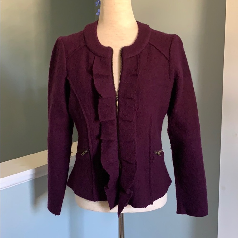 Dark Purple Wool Zippered Jacket